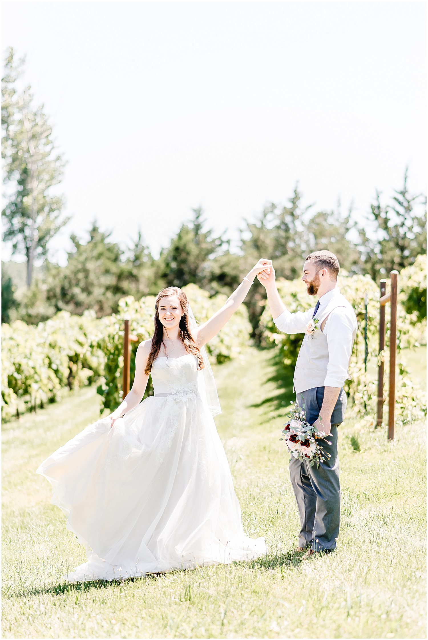 bride spinning in canterbury hill winery vineyard