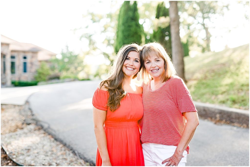 mother and daughter in red at lake of the ozark