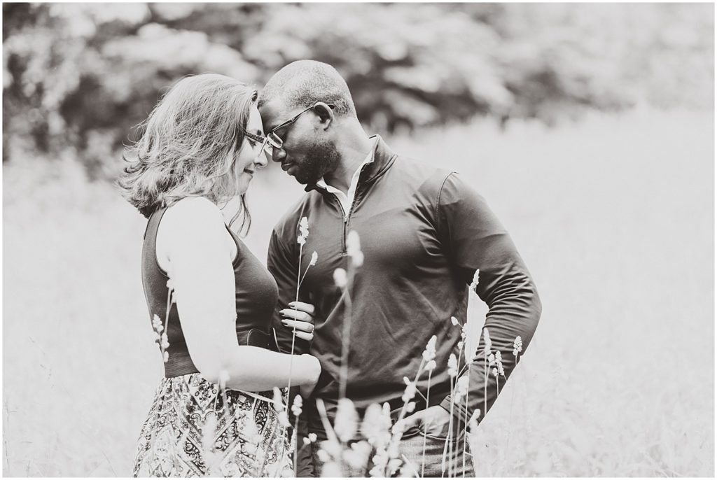 Runge Nature Center engagement session couple in black and white