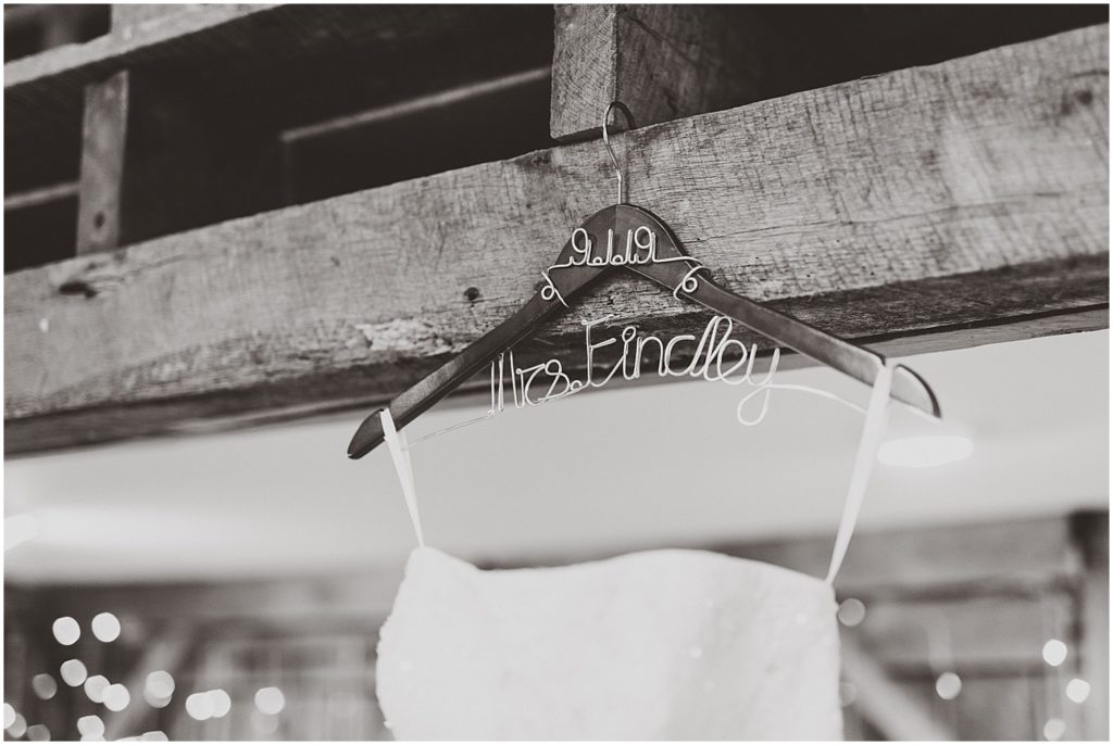 black and white bridal gown hanger
