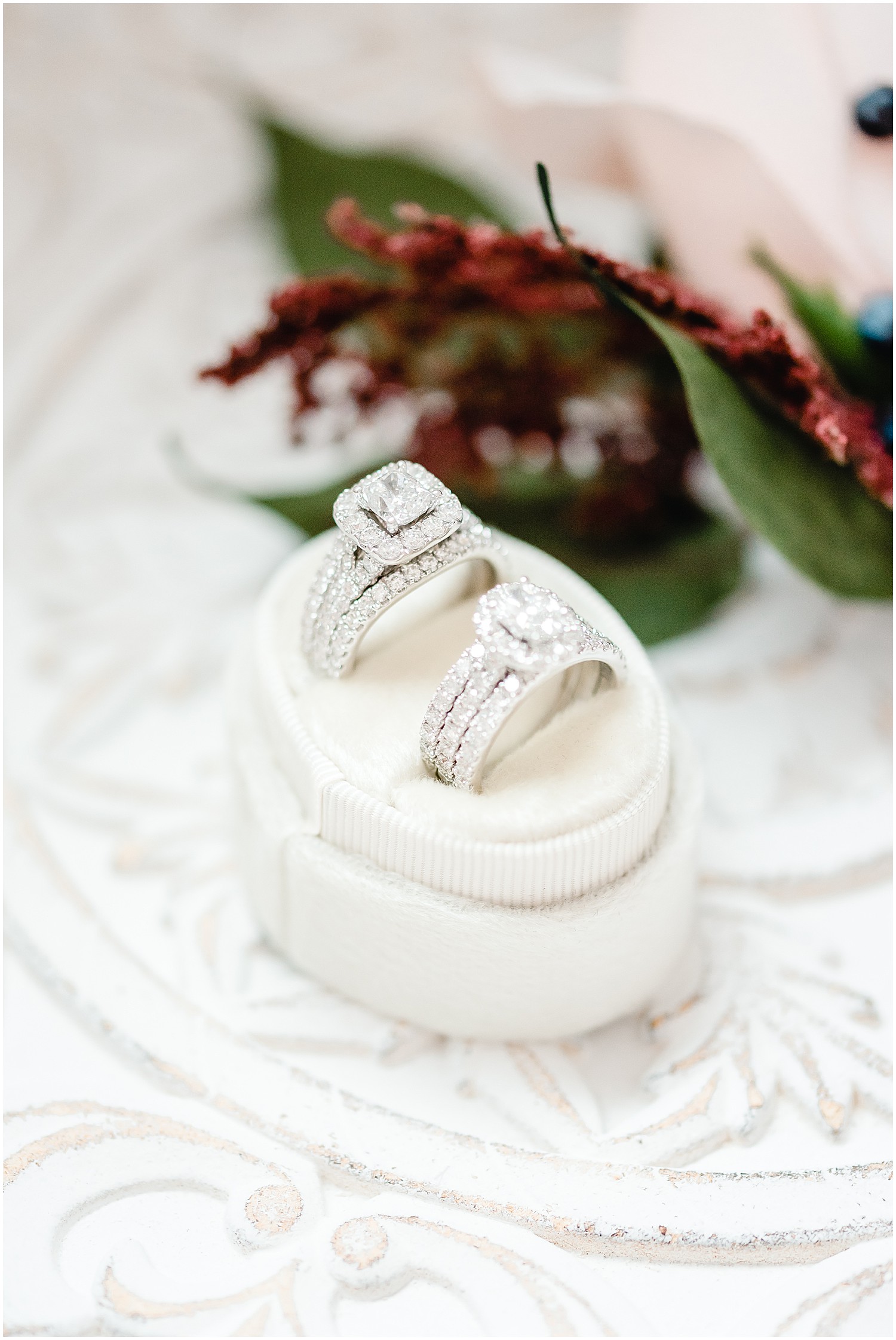 close up of bridal wedding rings