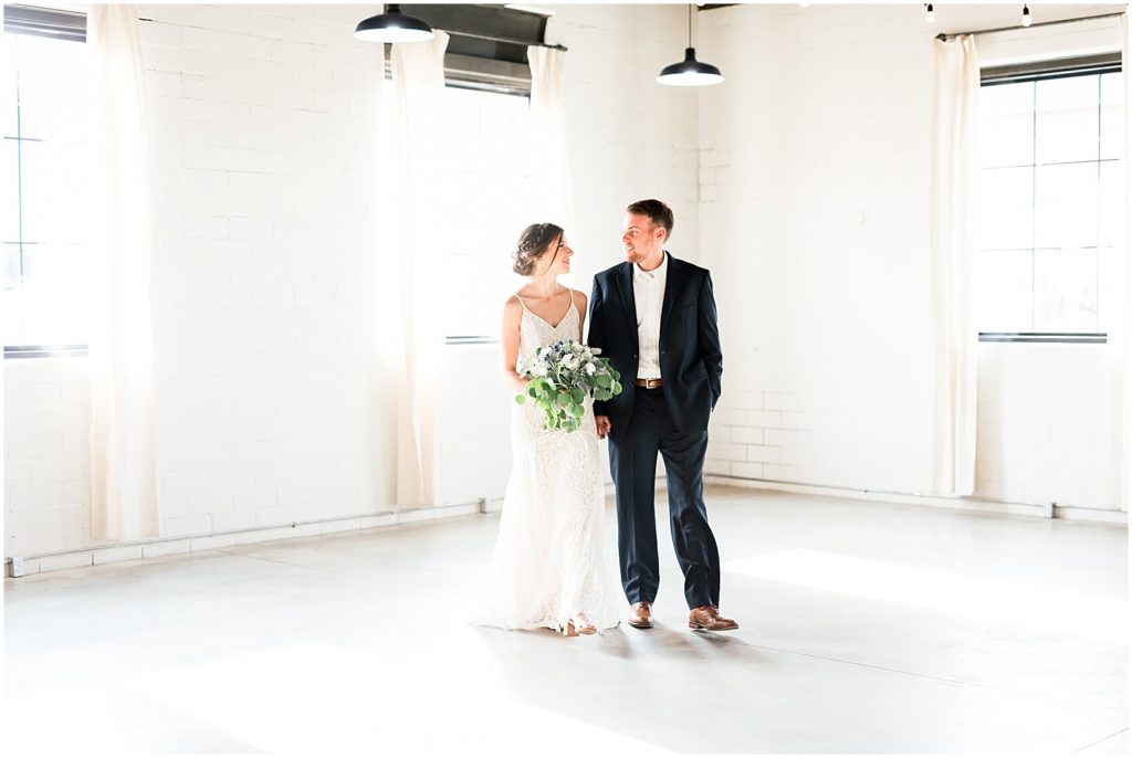 warehouse 55 bride and groom styled session indoor portraits