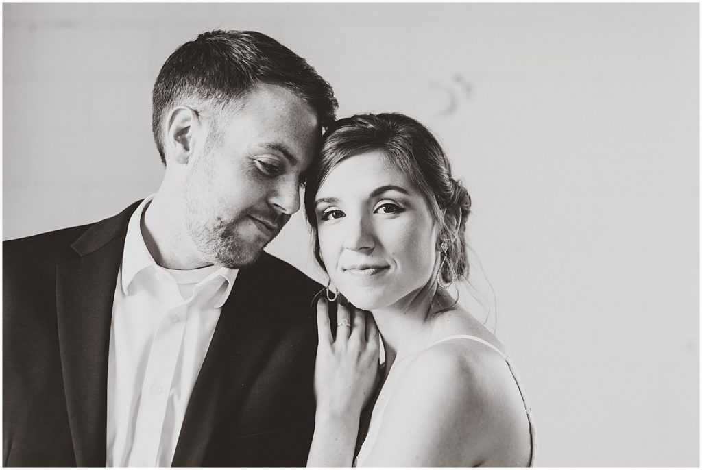 warehouse 55 bride and groom styled session indoor portraits