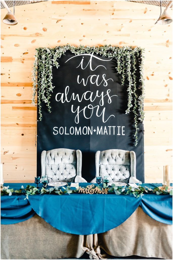 canvas artwork lettering head table decorations