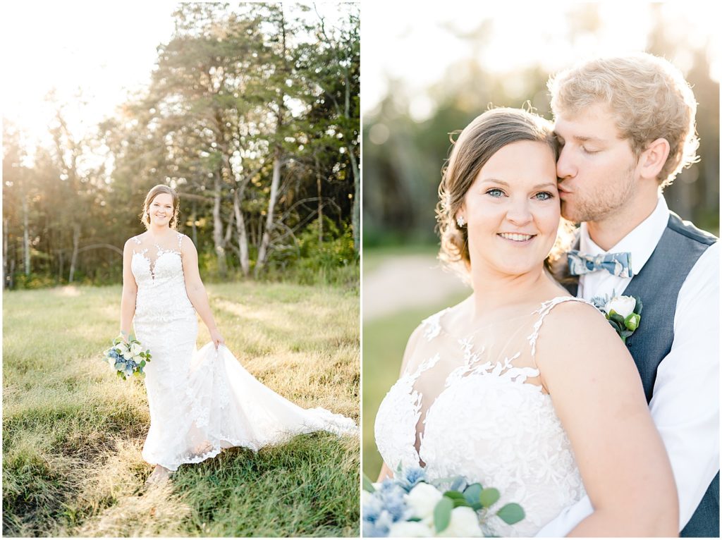 bride and groom portraits sunlight sun glow