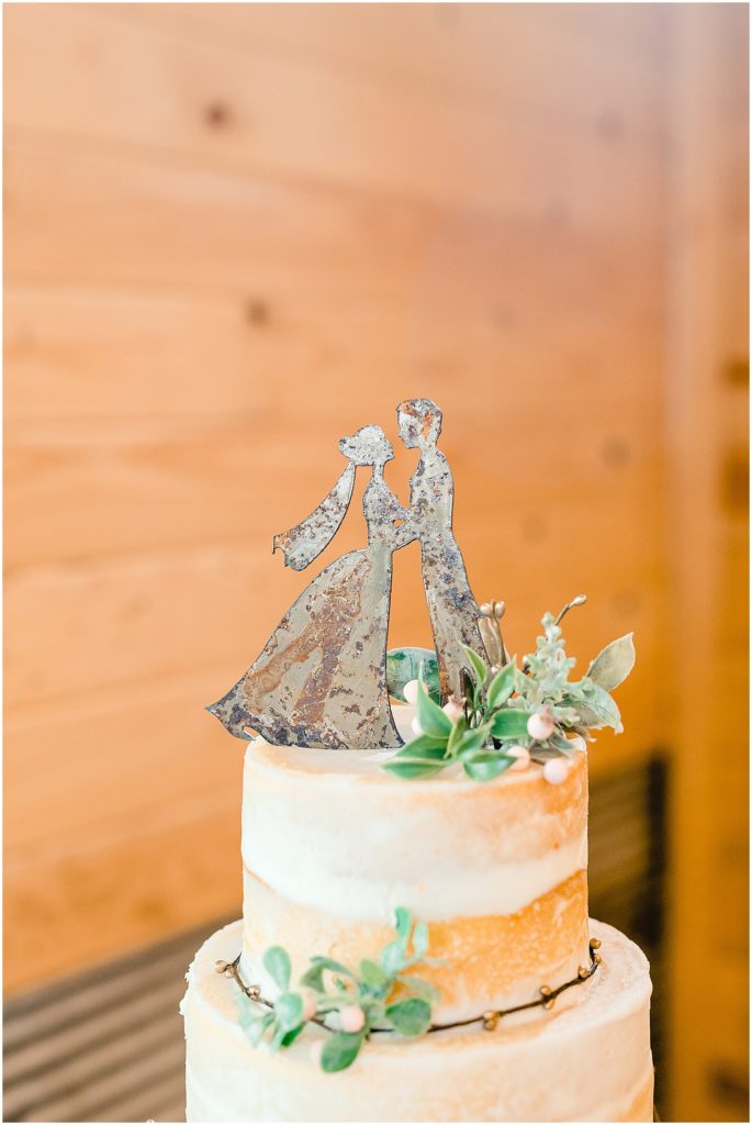metal cake topper barn wedding naked cake