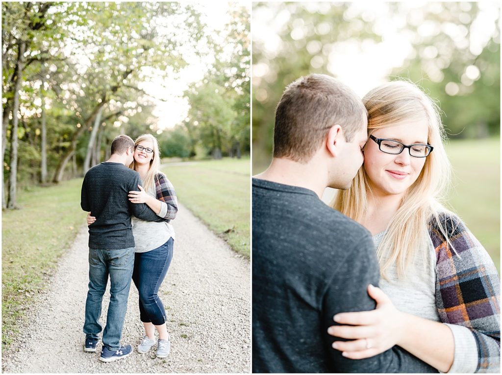 couple snuggling engagement session
