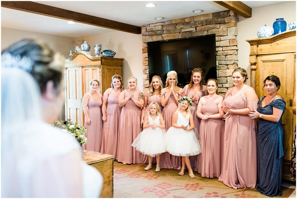 bridal reveal to bridesmaids cabin