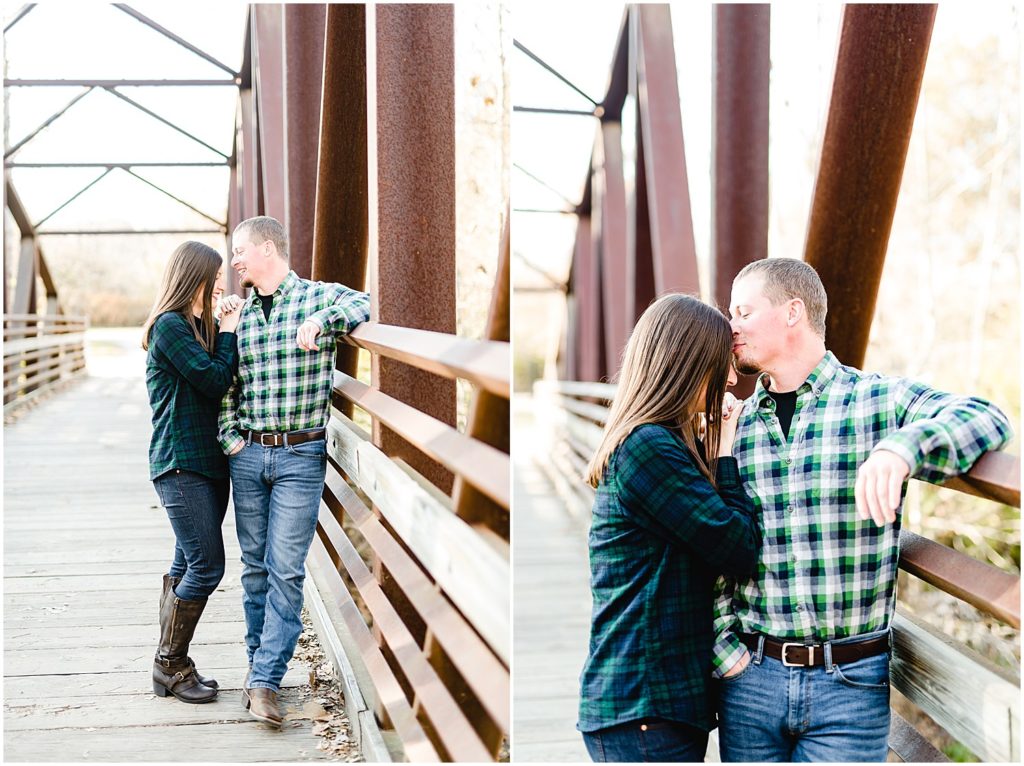 couple kissing and laughing capen park engagement session