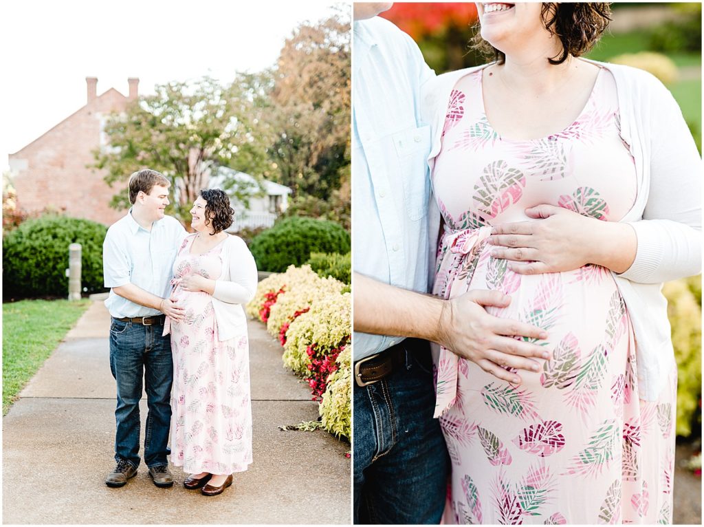 Missouri governor's garden maternity session pregnant mom pink dress