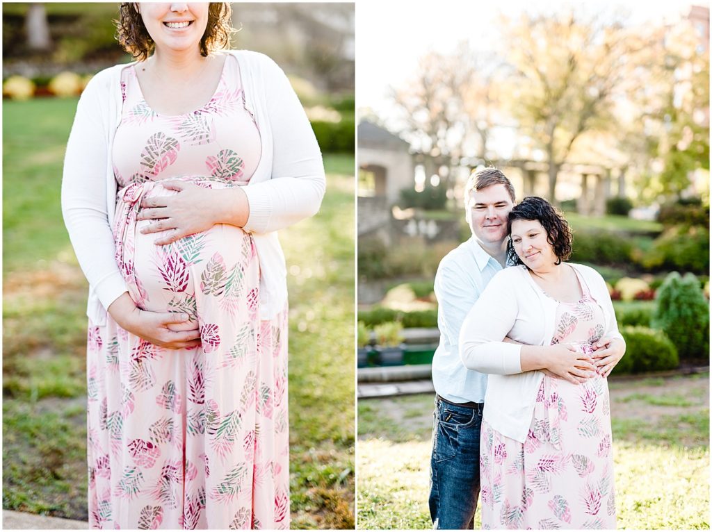 pregnant mom hands on belly new parents Missouri governor's garden maternity session