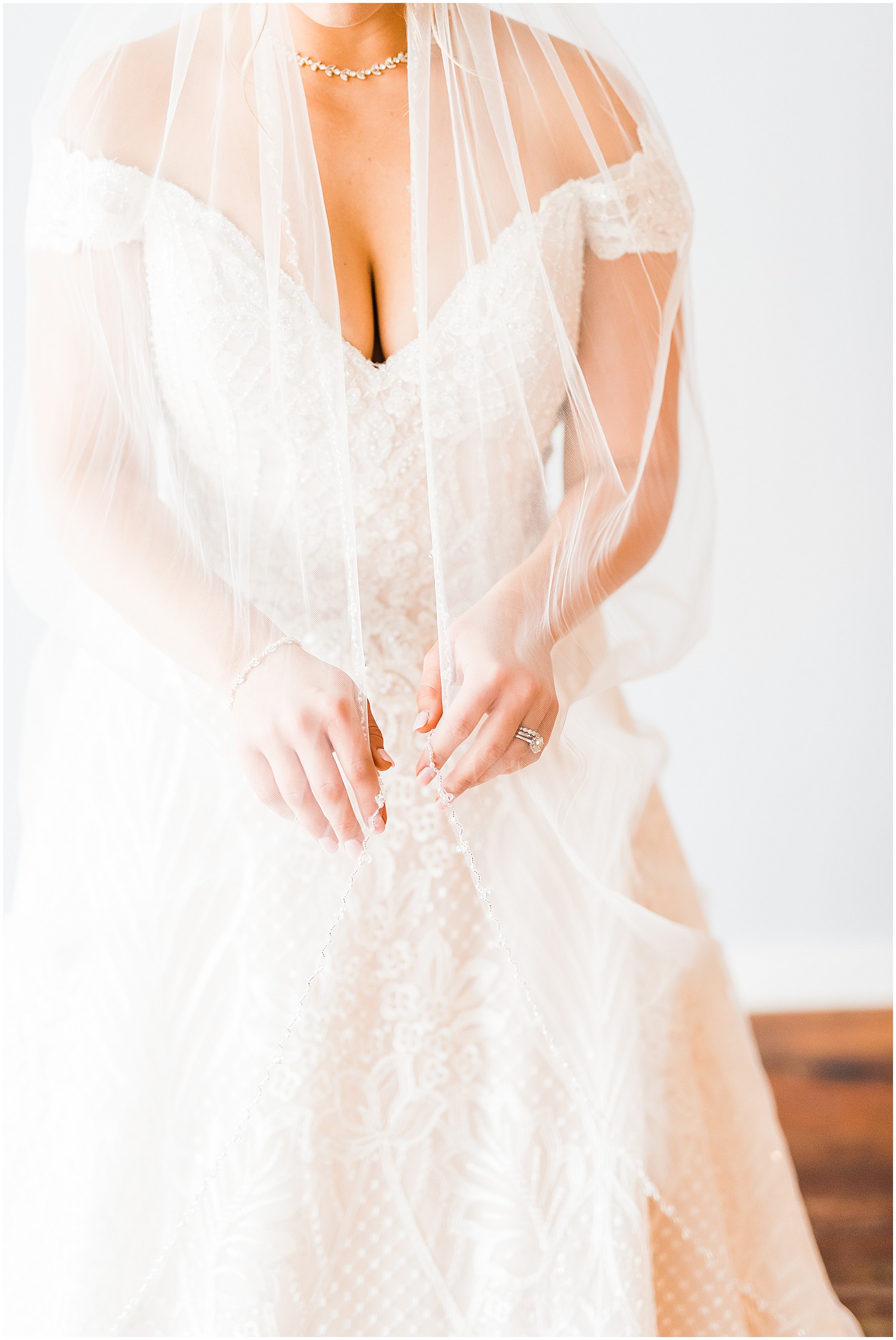 bridal veil and gown details
