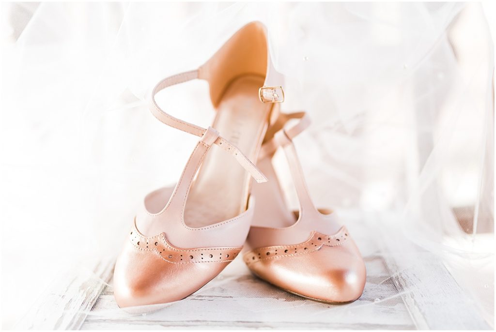 vintage pink bridal shoes