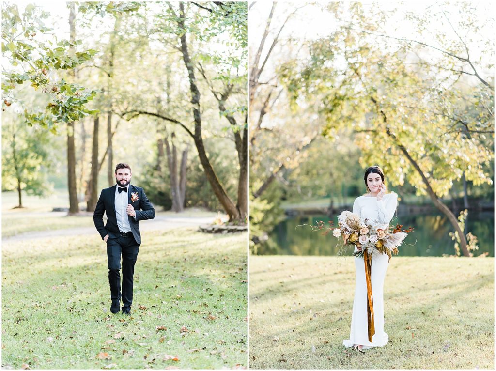 bride and groom portraits side by side wildcliff wedding