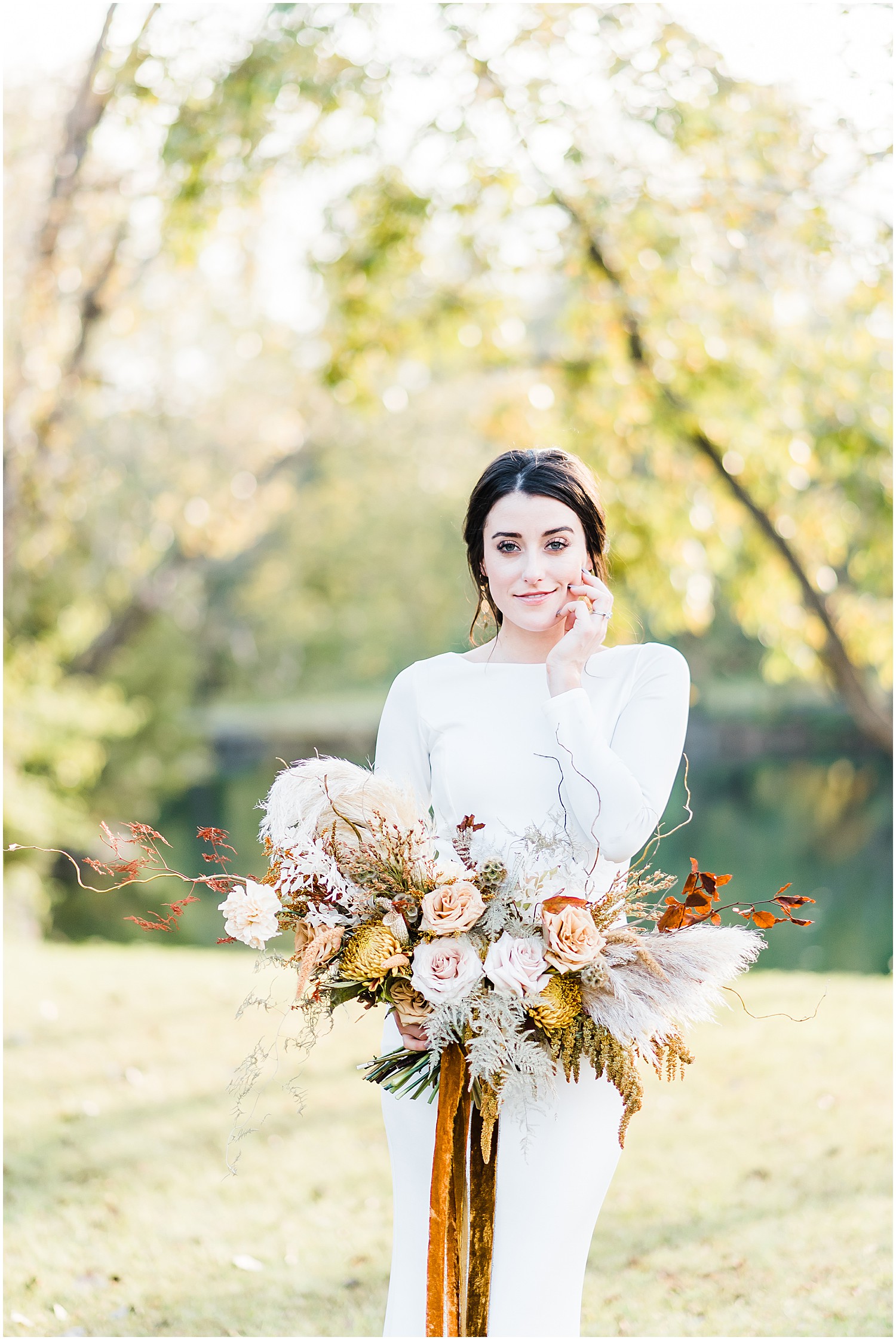bridal portrait with large organic bouquet wildcliff wedding