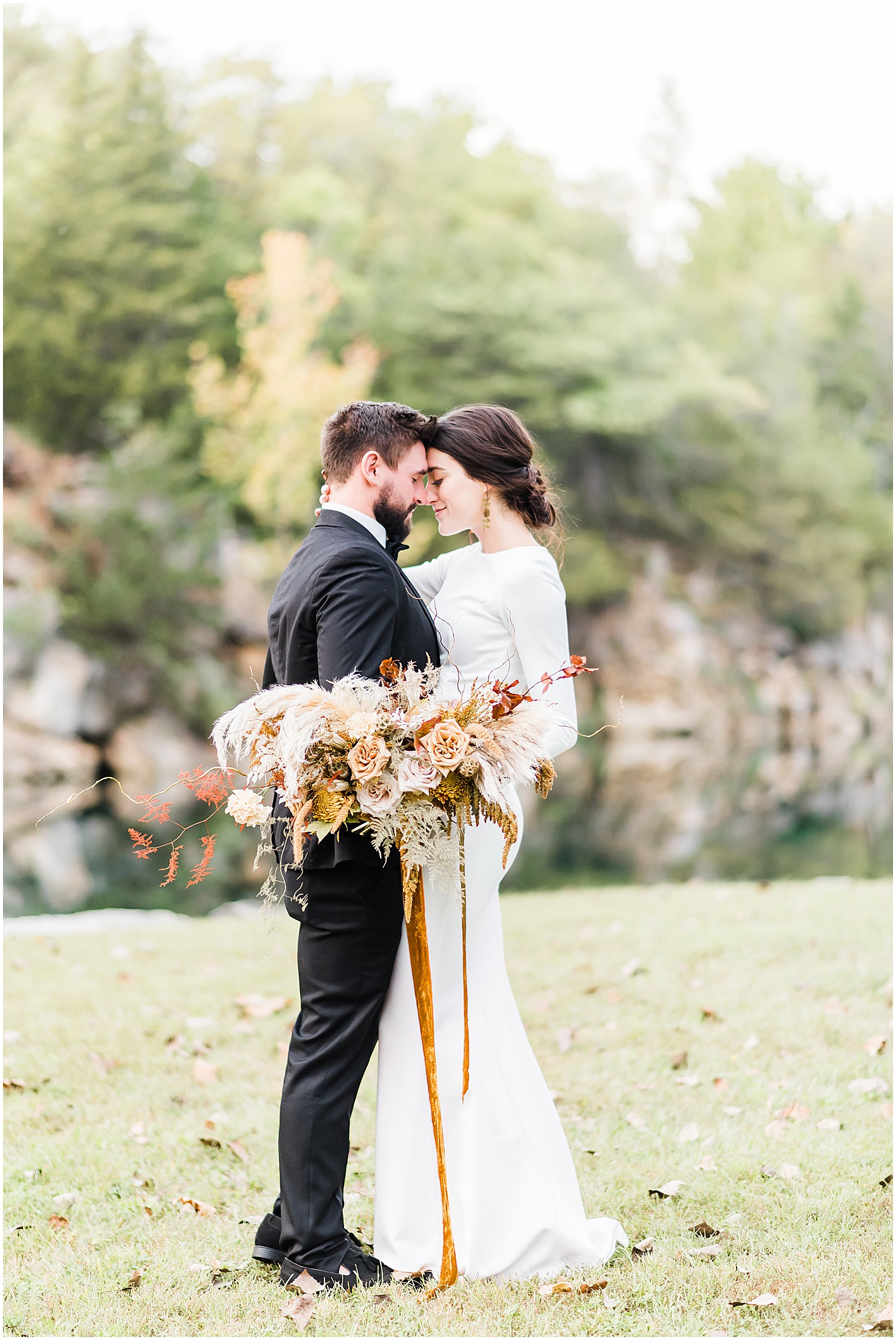 bride and groom portrait with bridal bouquet wildcliff wedding