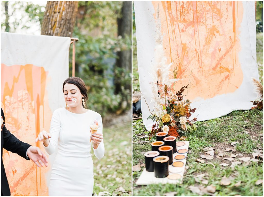 bride and groom eating ice cream paint canvas