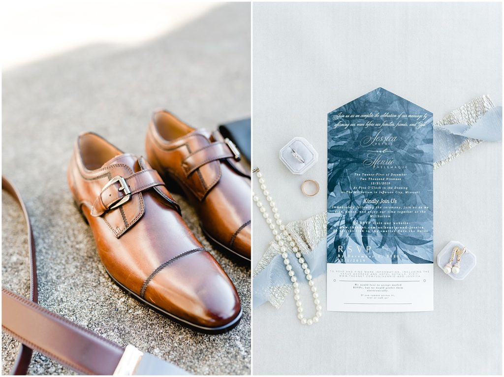 mens leather shoes blue wedding invitation