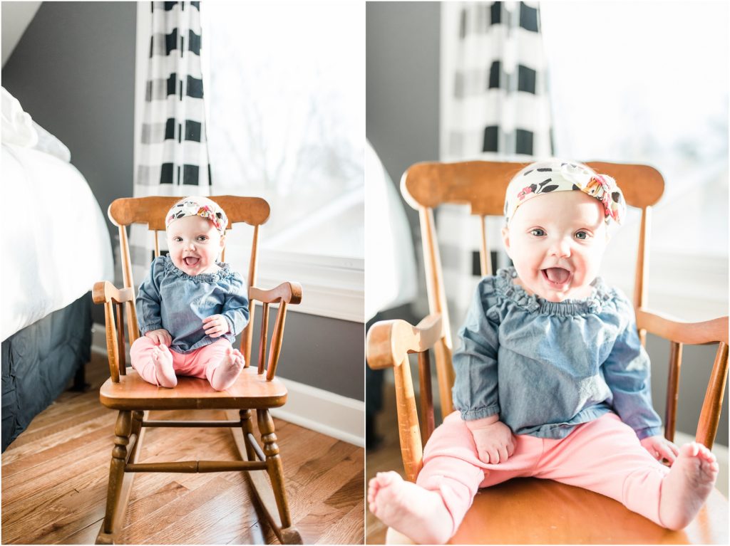 6 month old milestone session in the home in jefferson city, mo