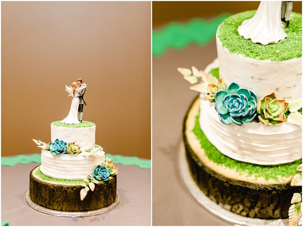 detail shots of decorated wedding cake