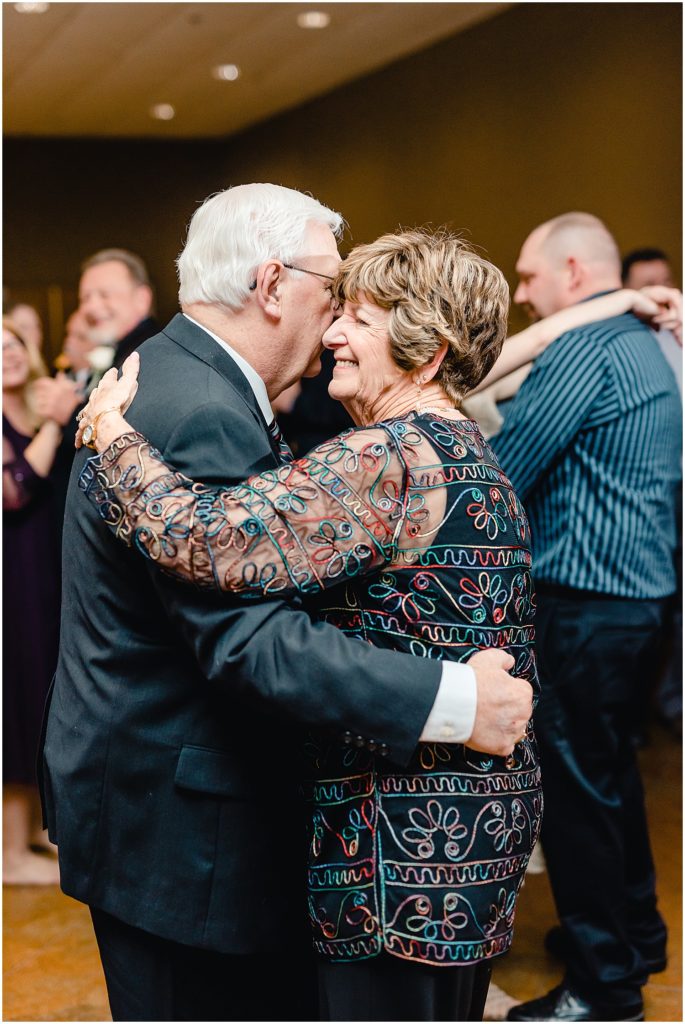 grandparents dancing during wedding reception
