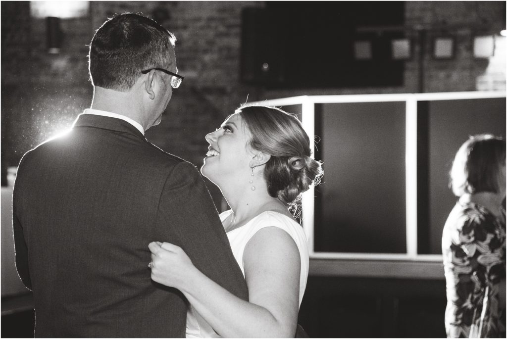 black and white image of bride and father dance for the millbottom wedding