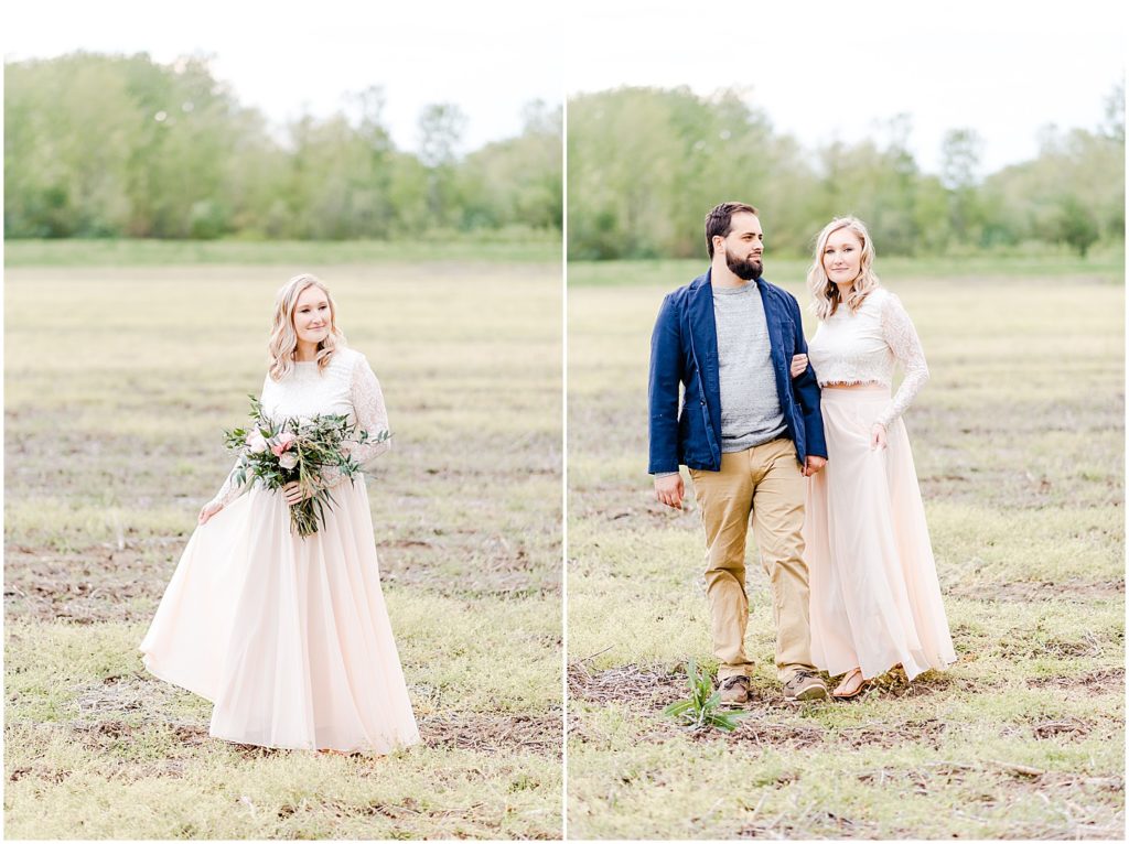 couple standing in field for portraits