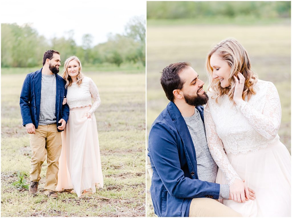 husband and wife smiling together during portraits