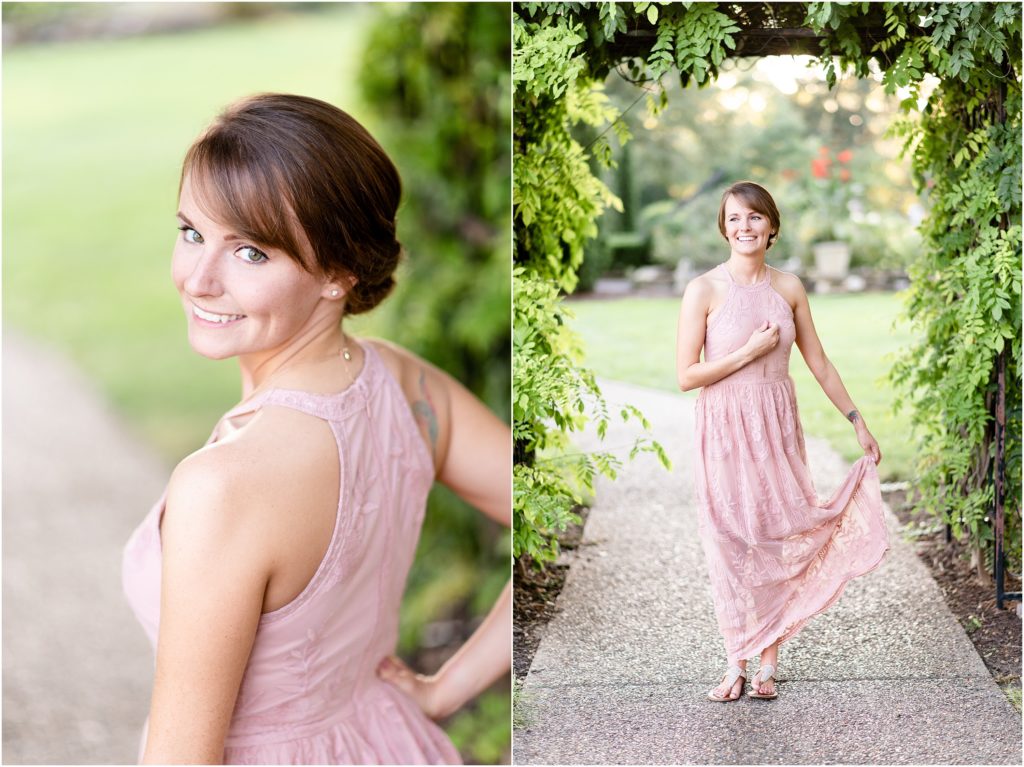 girl spinning dress during engagement session