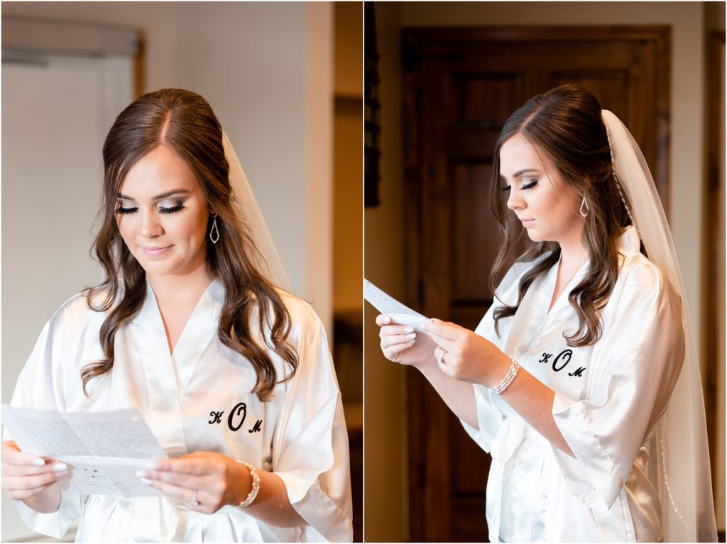 bride reading letter from husband