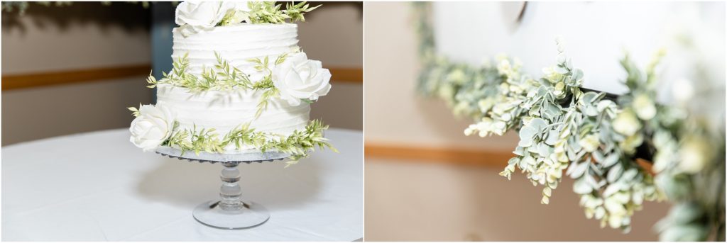 wedding cake and reception decoration details