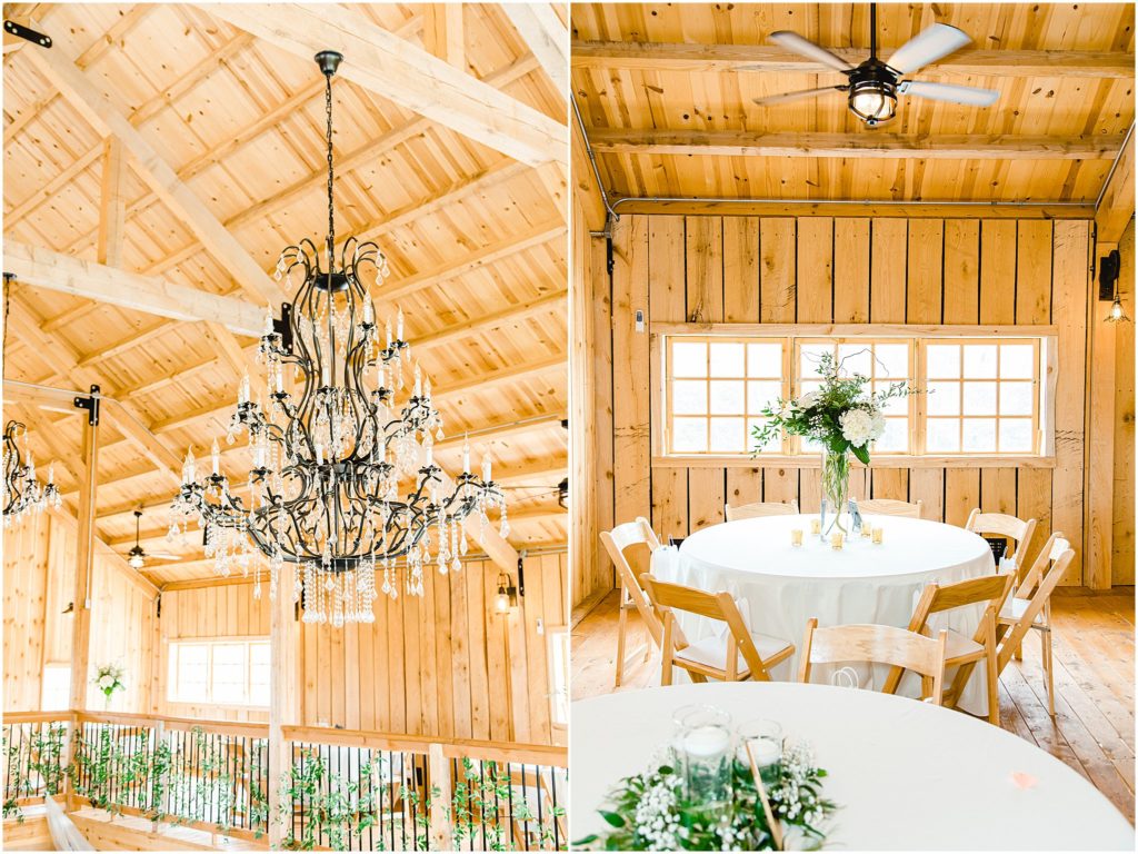 Aquila Barn indoor wedding reception decorations