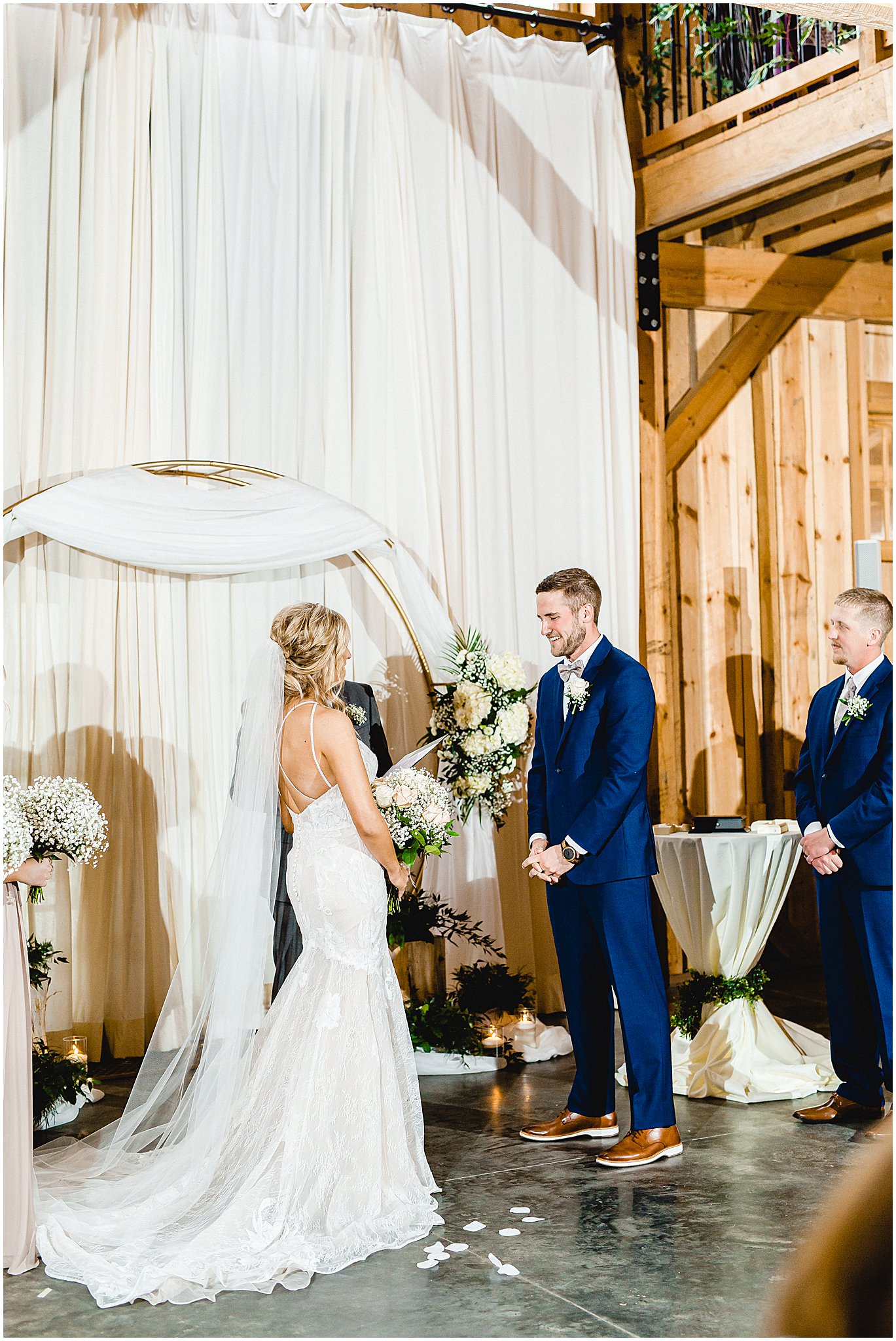 Aquila Barn indoor wedding ceremony