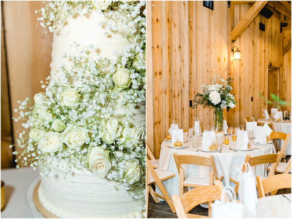 Aquila Barn indoor wedding reception decorations