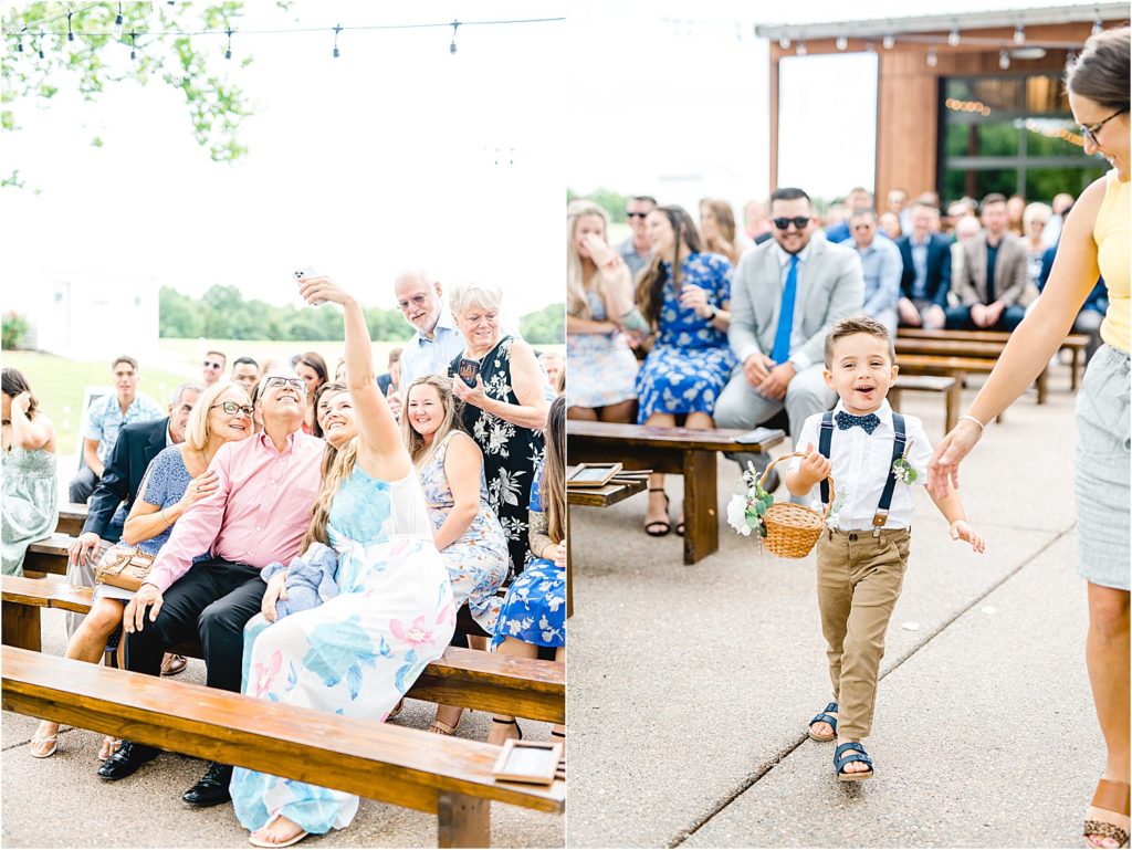 wedding guests and ring bearer during wedding ceremony