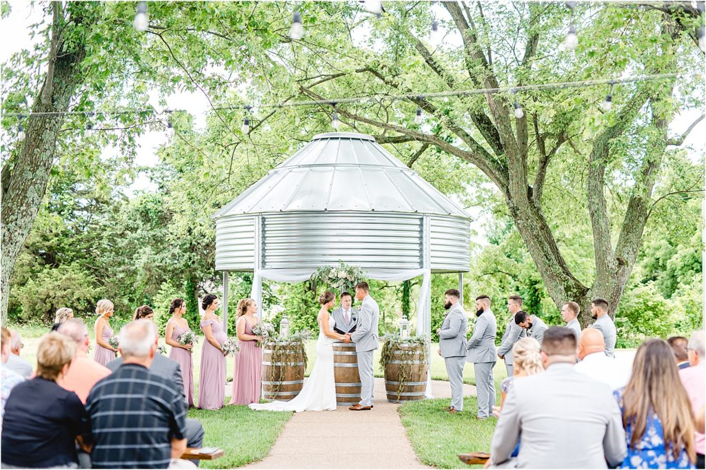 outdoor wedding ceremony at sweet clover farms 