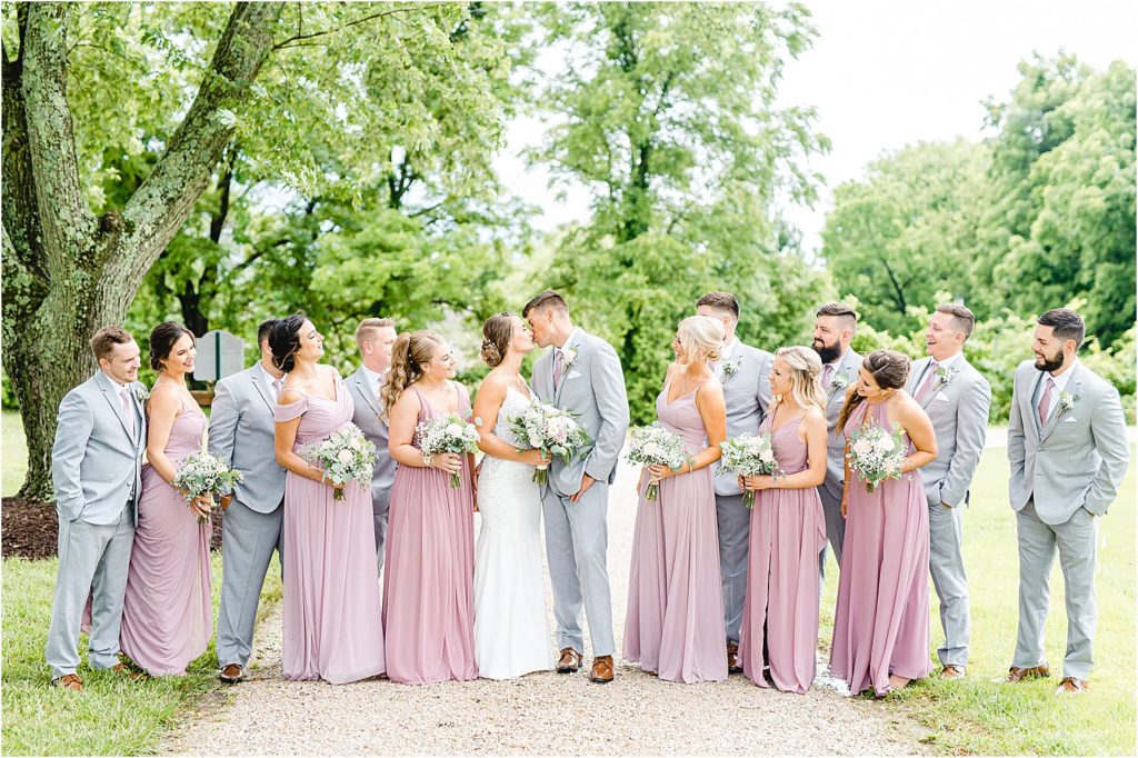 wedding party portraits outside sweet clover farms