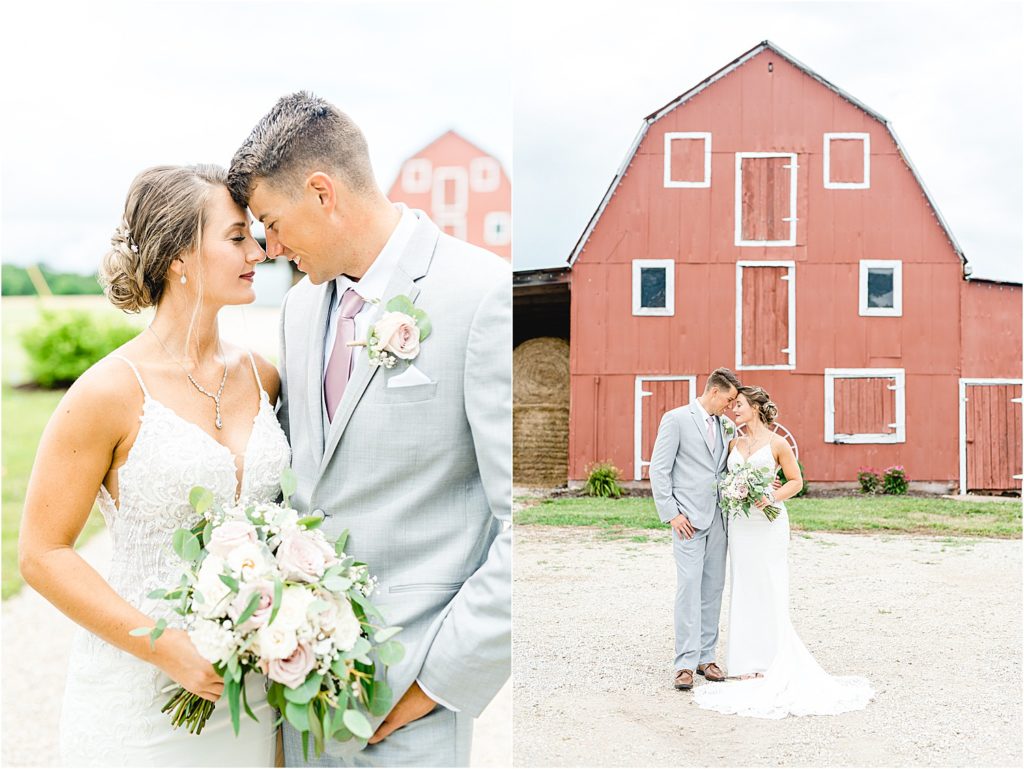 bride and groom photos outside sweet clover farms
